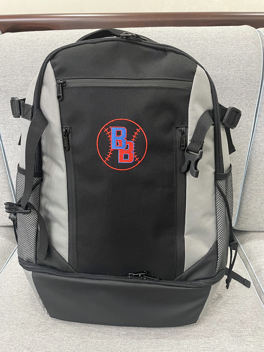 Black Rango Sports Walrus-Back baseball bag with an embroidered logo