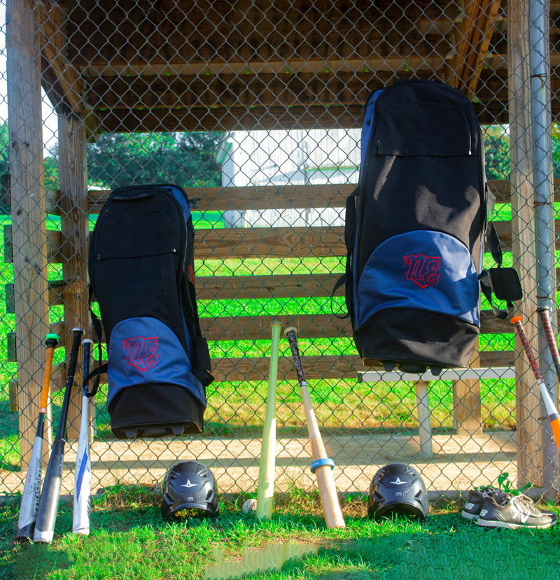 The Rango Sports Clubhouse Deluxe Bag hanging next to the Rango Sports Clubhouse Bag