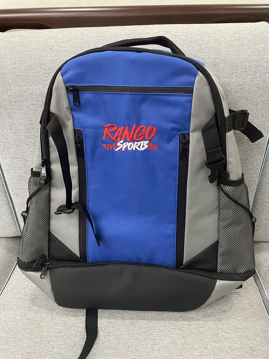 Blue Rango Sports Walrus-Back baseball bag with an embroidered logo