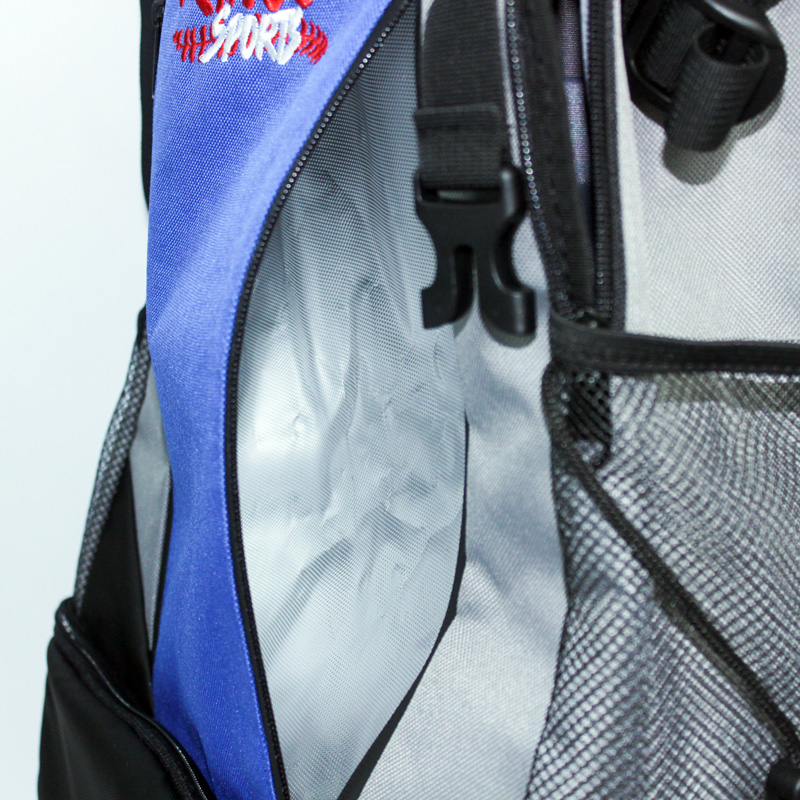 Close-up showing thermal-lined pocket in Rango Sports baseball bag